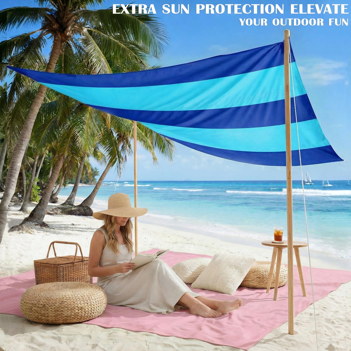 Famstar Beach Blanket Oversized Extra Large 78" X 81",Waterproof Sandproof Beach Blanket 1-7 Adults Lightweight Durable for Travel Camping Hiking Picnic