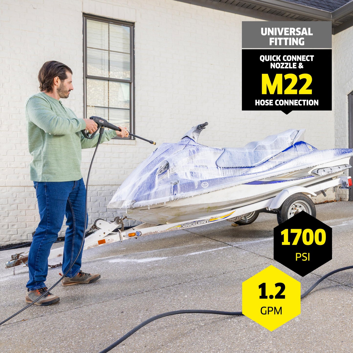 Kärcher Pressure Washer K1700 Cube, CETA Certified, 3 Spray Nozzles, Detergent Tank, for Cars, Driveways, Siding, Patios, 1.2 GPM
