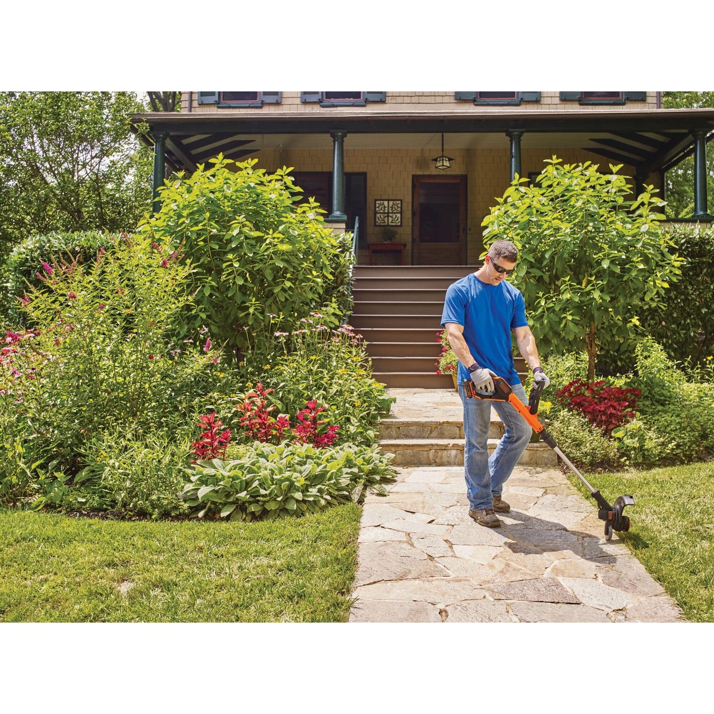BLACK+DECKER 20V* MAX String Trimmer and Edger, EASYFEED Weed Wacker, 12 Inch Cutting Width, 2 Speed Control Weed Eater, (1) Battery and Charger Included (LSTE523)
