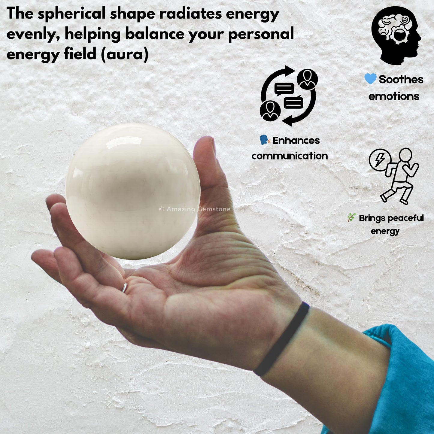 Amazing Gemstone Snow Quartz Crystal Ball with Stand - 2 Inches Crystal Sphere Meditation Balls for Witchcraft and Decorative Balls