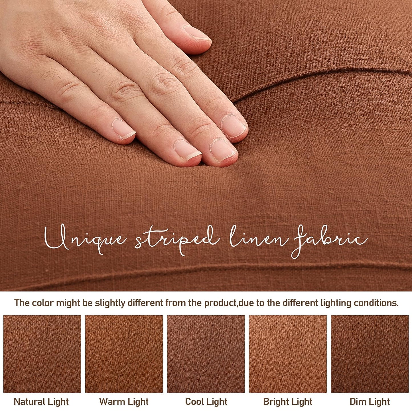 Decorative Linen Throw Fall Pillow Covers 18x18 Set of 2 Solid handcrafted Striped Cushion Covers for Bed Soft Modern Farmhouse Neutral Pillowcase for Couch Bedroom Living Room Home Fall Decor(Rust)