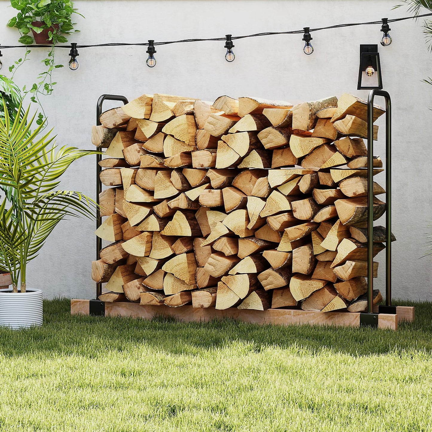 DOEWORKS Heavy Duty Firewood Racks Adjustable Length Log Bracket Rack Holder