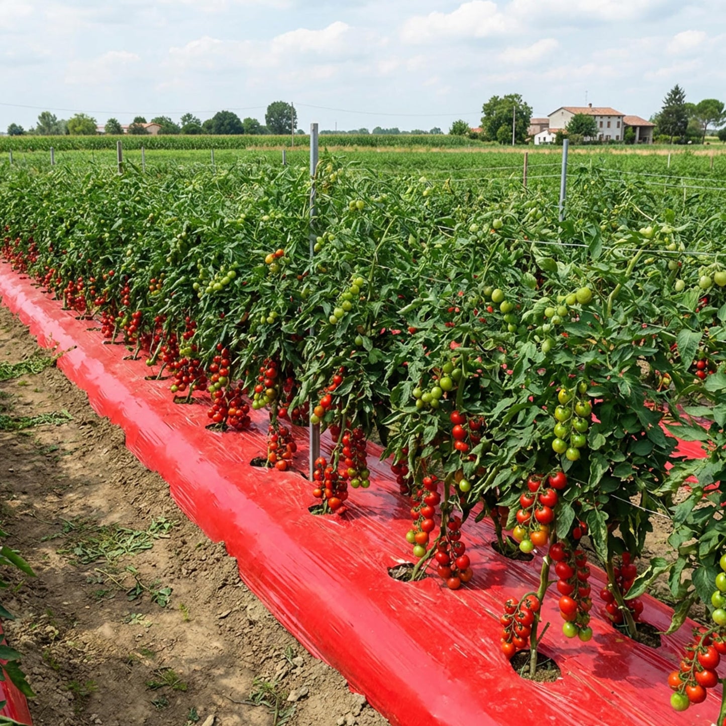 2Pack 4 Mil Embossed Red Mulch Garden Plastic Film, 4ft X 25ft Red Agriculture Crops Grow Film, Planting Mulch Films for Potato, Tomato, Eggplant, Strawberry