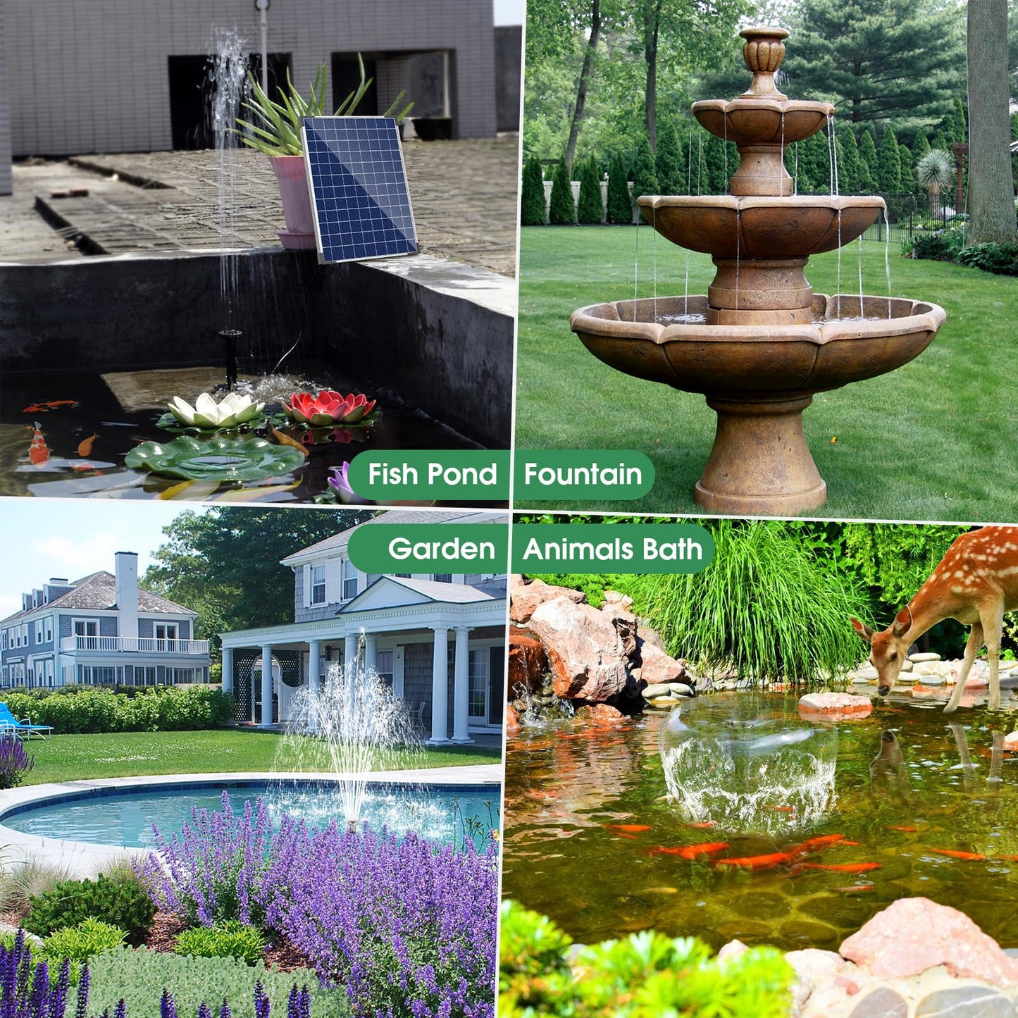 Antfraer 25W Solar Fountain Pump, Solar Water Pump 340GPH Flow Adjustable, Solar Pond Pump with 16.5Ft Cord & PVC Tubing for Pond Small Pond Garden Waterfall Backyard Hydroponics Water Features