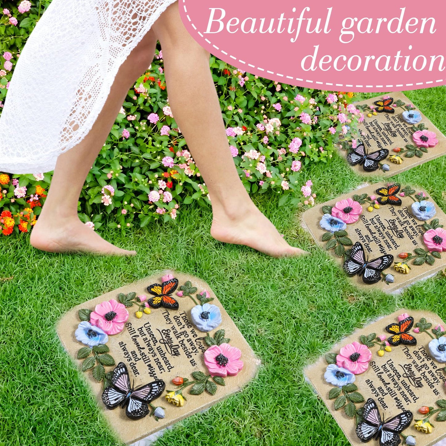 Blosssound Memorial Garden Stone Gifts for Loss of Loved One 9.8 Inch Sympathy Memorial Gifts Those We Love Don't Go Away Condolence Bereavement Plaques for Homes, Lawn and Garden Stepping Stone