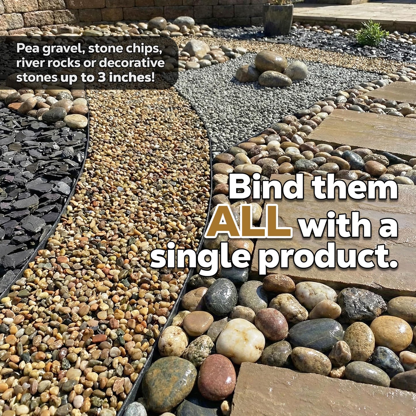 DOMINATOR Rock Anchor 5 Gal - Rock Glue for Landscaping Gravel & Stone, Ready to Spray, Locks in River Rock, Pea Gravel & Decorative Rock, Prevents Scattering & Washouts, Water-Based