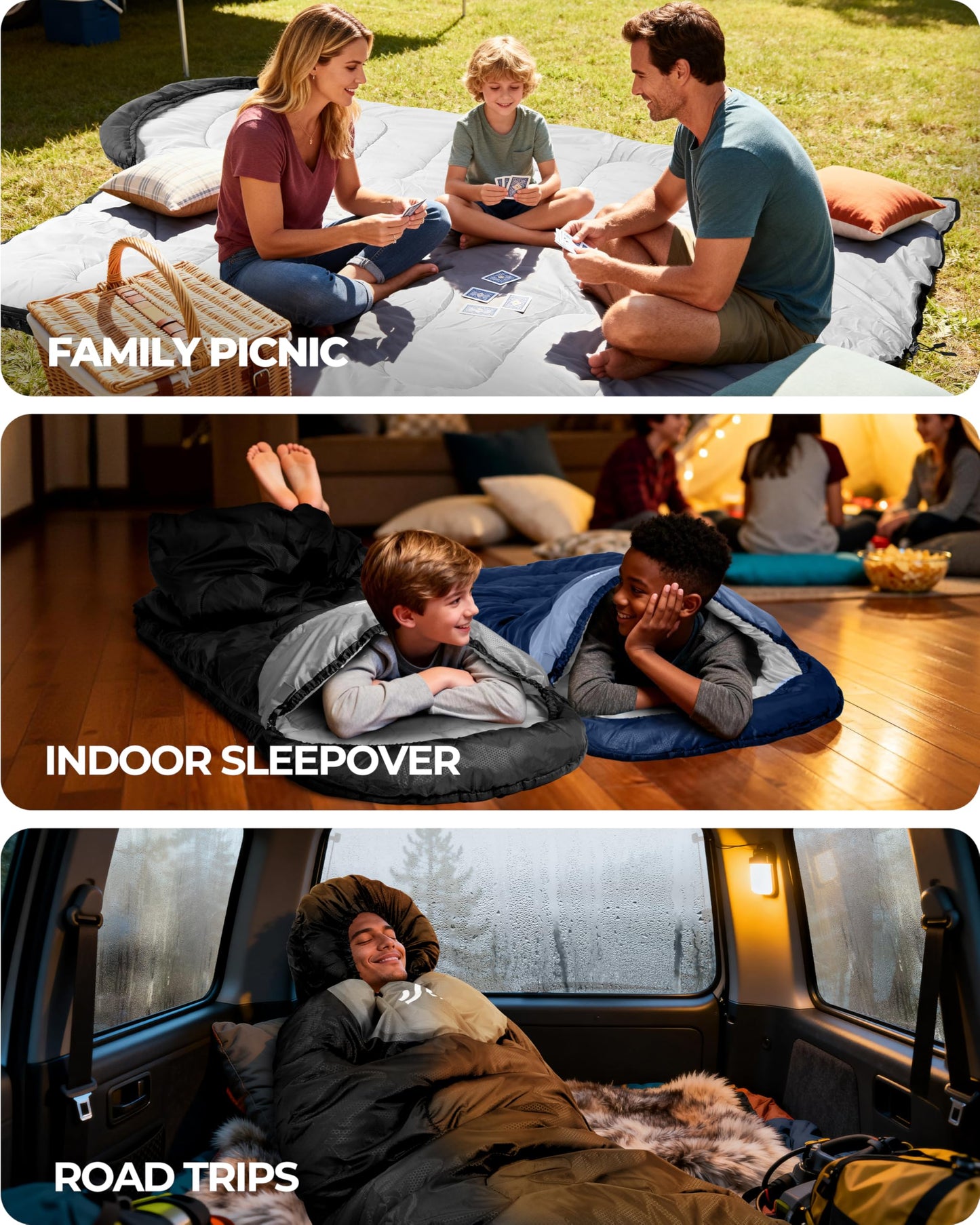 Sportneer Sleeping Bag for Adults & Kids, Cold Weather & Warm Waterproof Camping Sleeping Bag, Compact Portable for Camping Hiking & Travel