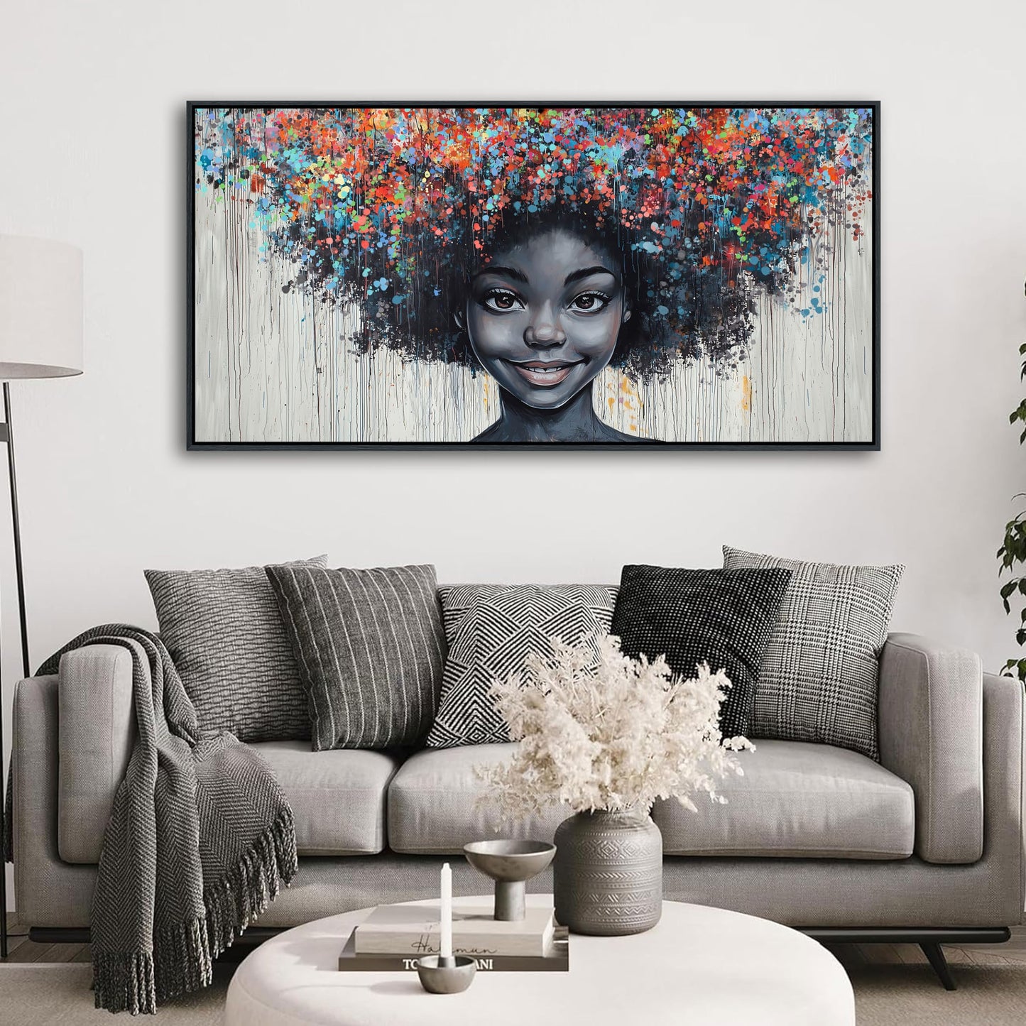 KLAKLA Black Woman Wall Art African American Women Wall Decor Trendy Abstract Black Girl Canvas Poster Prints Pictures for Bedroom Living Room Framed 20x40 Inches