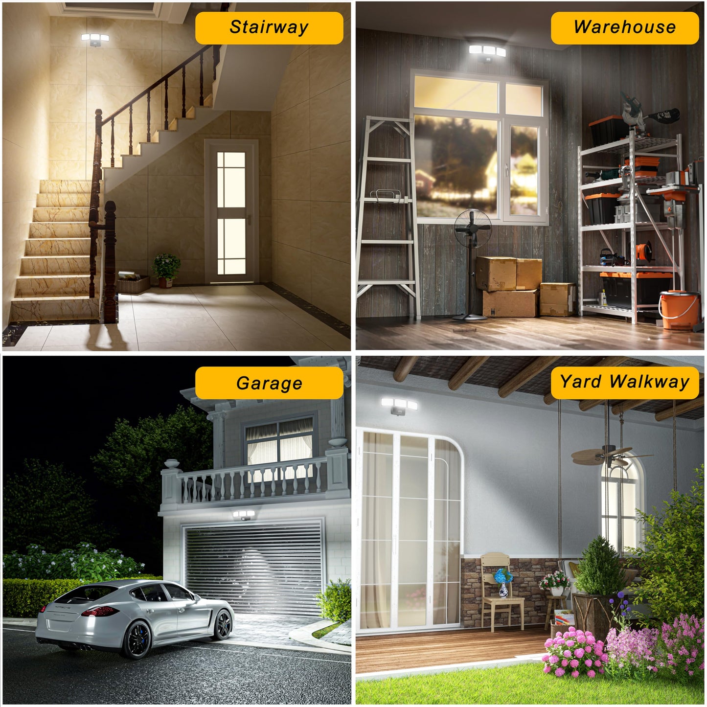 Battery Powered Motion Sensor Outdoor Lights, 1500LM Flood Lights IP65 Waterproof Security Light Motion Detector Lights Wireless for Outside Yard 1Pack
