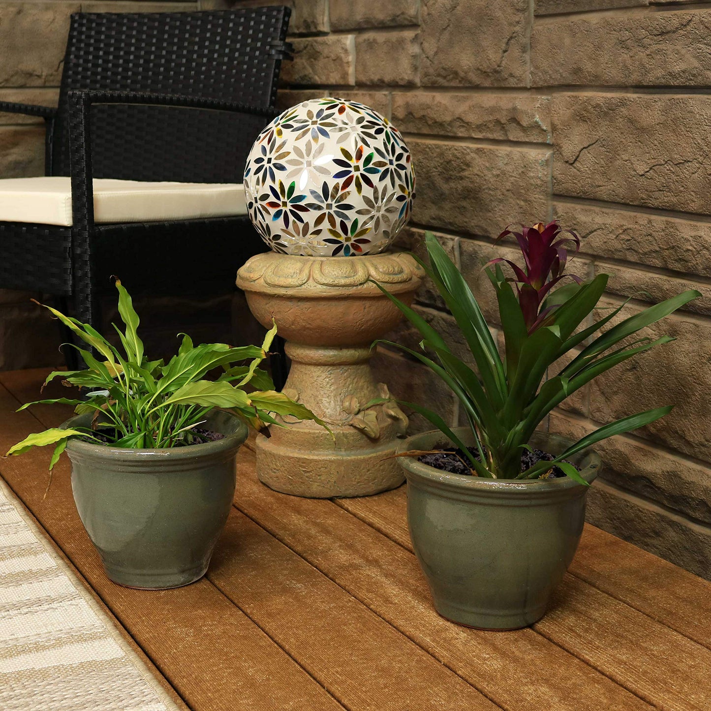 Sunnydaze Round Ceramic Planter - Set of 2 Indoor or Outdoor Plant Pots with Drainage Hole - Studio - 9" - Gray Glaze