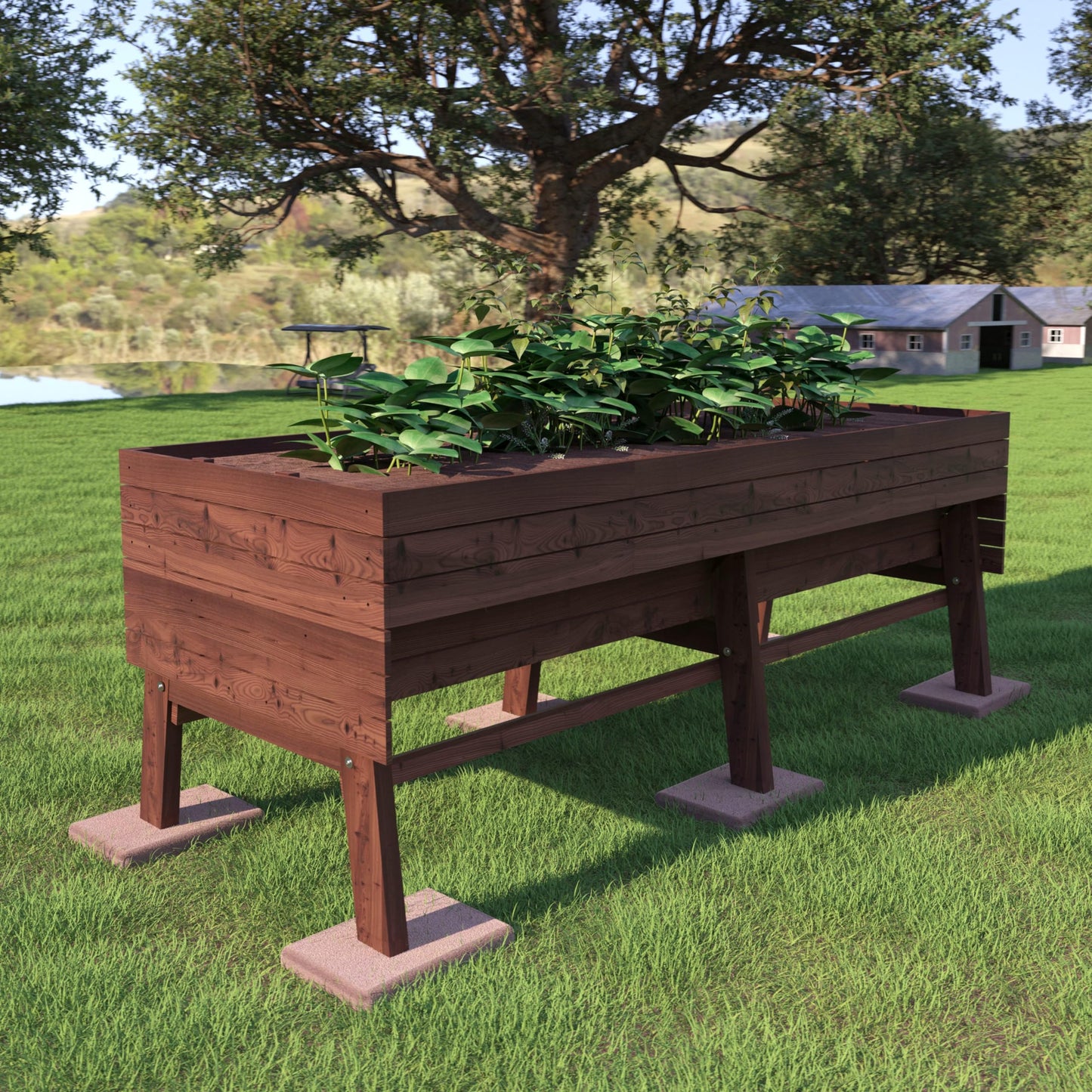 VEIKOU 6x3x2FT Raised Garden Bed, Outdoor Oversize Planter Box with Liner, Cedar Garden Bed with Legs for Vegetables Flower Herb, 837lbs Capacity, Rustic Brown
