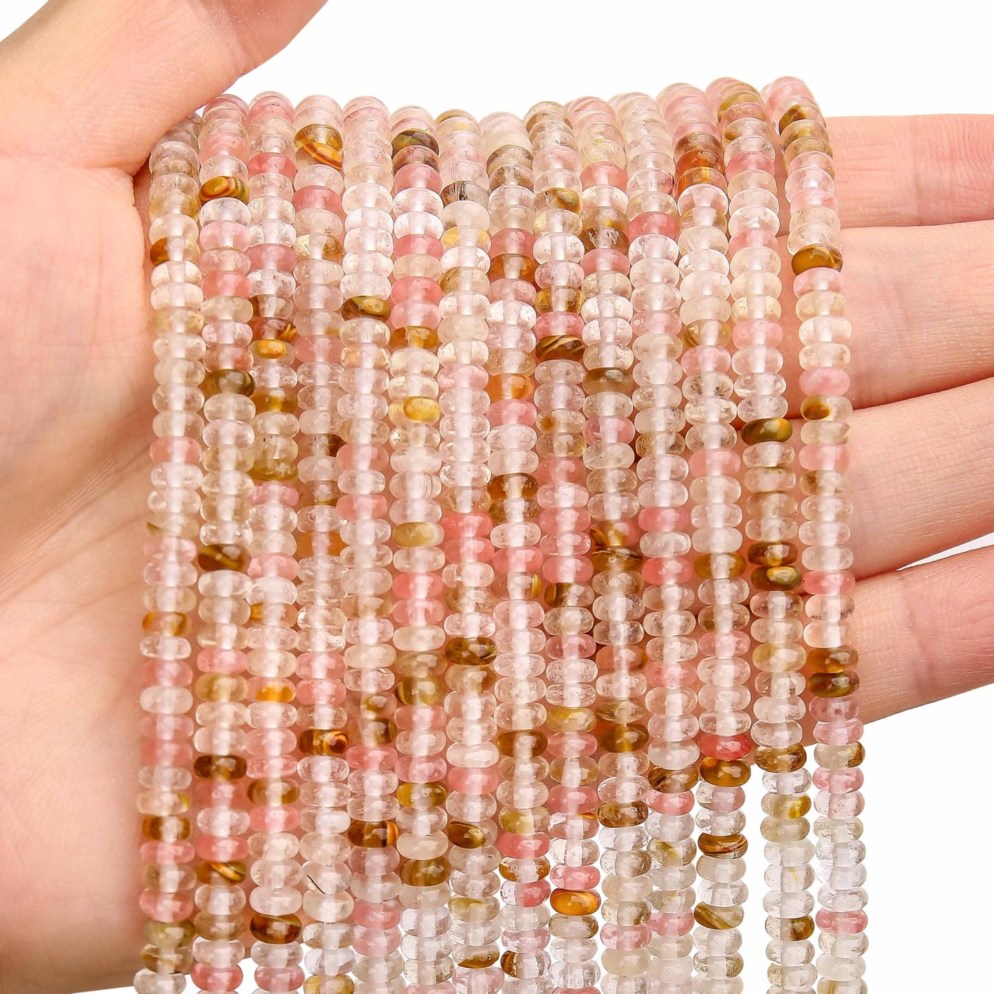 BONNY BOXX 1 Strand (150PCs) Natural 2 * 4mm Watermelon Rind Rondelle Beads, Natural Abacus Disk Stone Beads Loose Spacer Gemstone for DIY Bracelet Necklace Jewelry Making