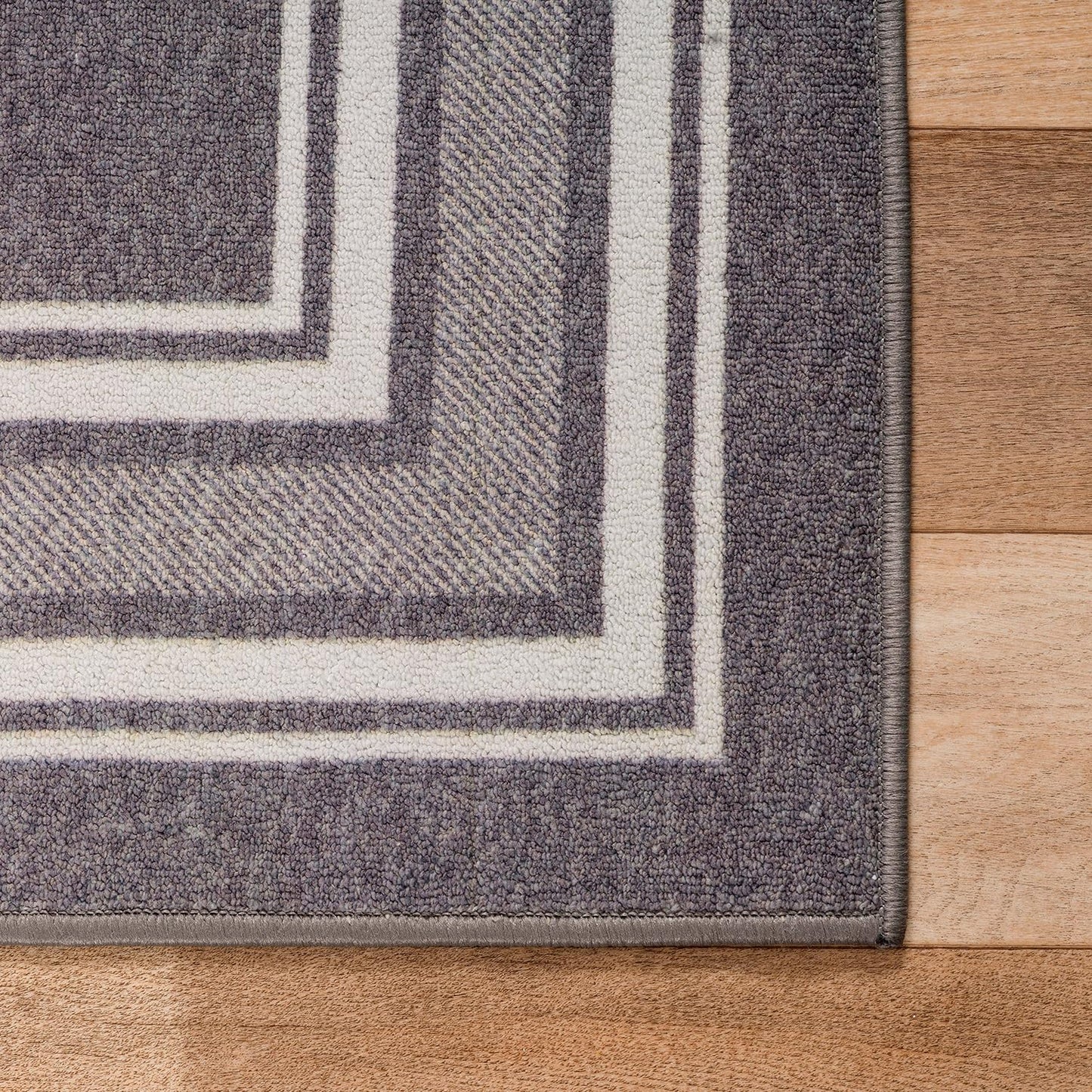 Beverly Rug Non Slip Area Rugs 5x7 Modern Bordered Non Skid Rubber Backing Soft Area Rug for Living Dining Room Easy to Clean Non Shedding Kitchen Bedroom Indoor Carpet 5 x 7 Gray