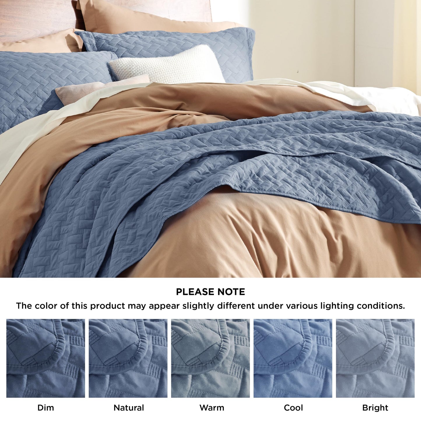 Bedsure Quilts Queen Size - Lightweight Bedspreads Queen Size with Basket Weave Pattern, Soft Quilt Bedding Set, Mineral Blue Comforter Set Coverlet for All Seasons with 2 Pillow Shams (90" x 96")