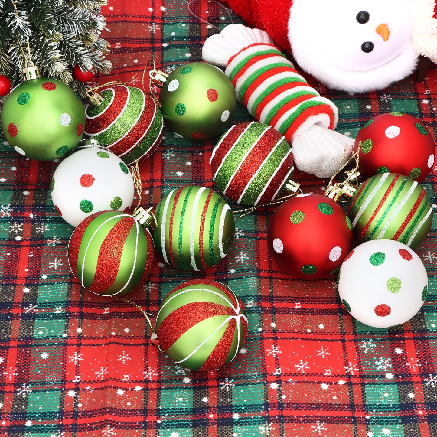 Semato 12 Pcs Christmas Tree Ornaments Decorations Ball, 2.4 Inch Shiny Hanging Bulbs Christmas Tree Decorations Set
