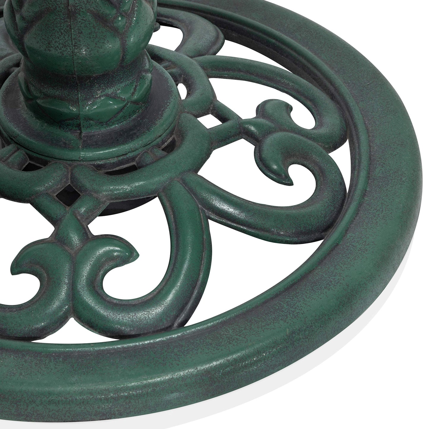 Alpine Corporation TEC116 Outdoor Aged Green Pedestal Birdbath with Scrollwork, 28" Tall, Green