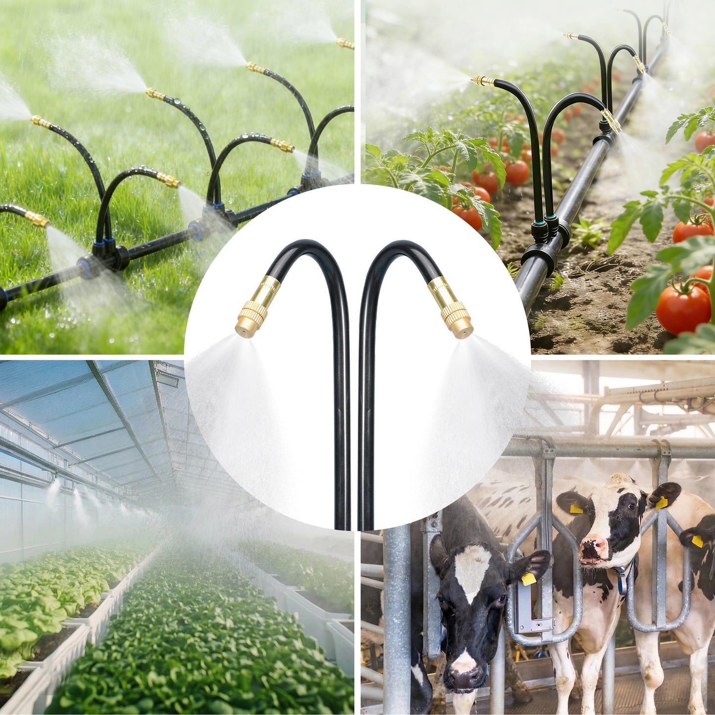 Drip Irrigation System for Garden, Automatic Watering System with Adjustable 360° Copper Spray Nozzles, DIY Drip Irrigation Kit for Yard, Lawn, Greenhouse, Raised Beds & Potted Plants (20FT)