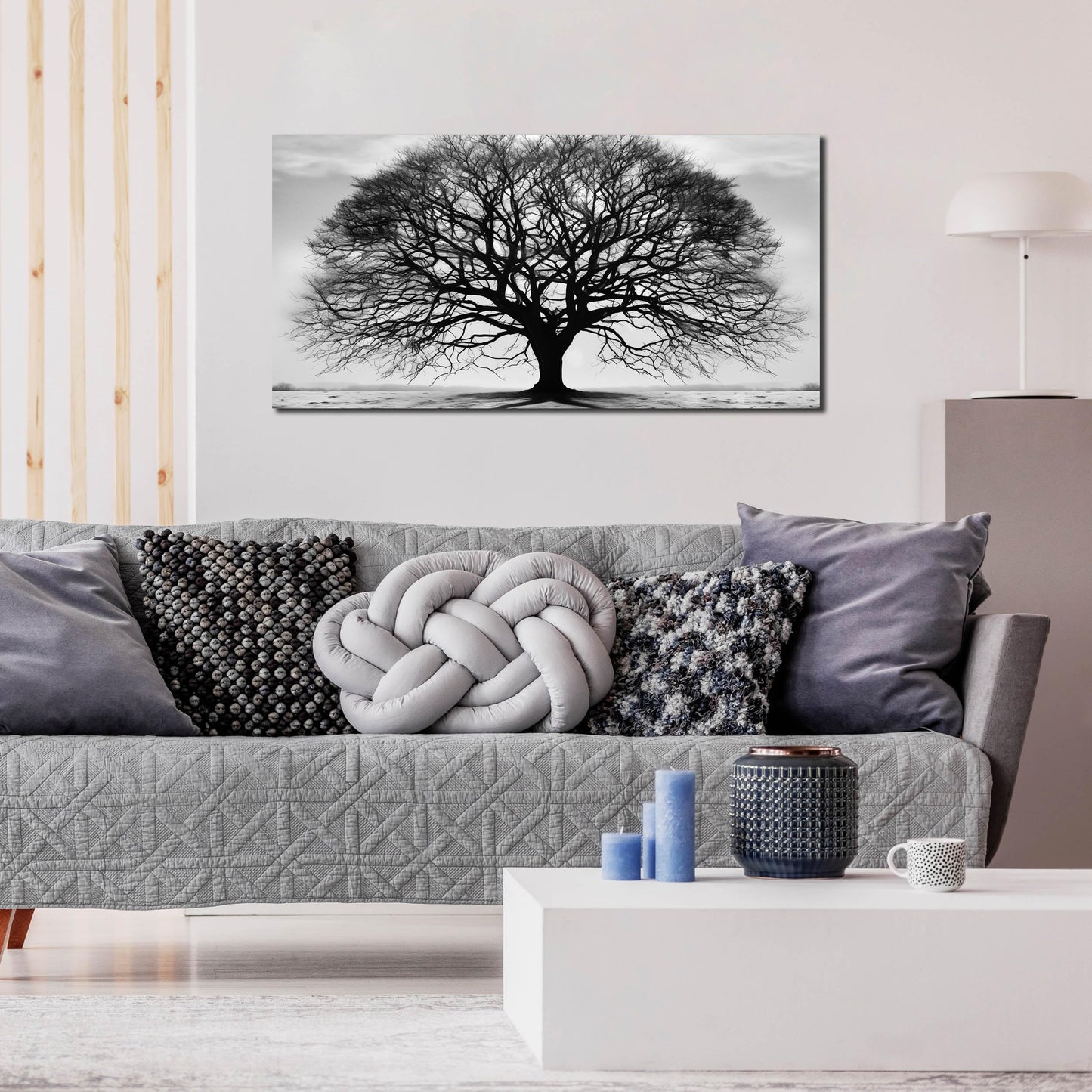 Prepeyssee Tree of Life Wall Art Large Artwork Black and White Wall Art Modern Landscape Nature Canvas Prints Decor for Living Room Bedroom Office Ready to Hang 20"x40"