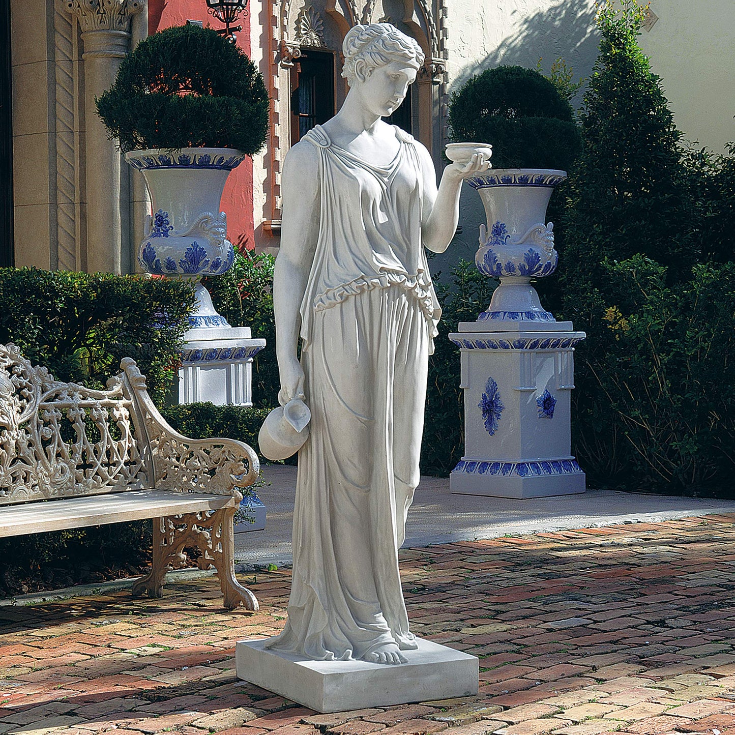 Design Toscano Hebe Greek Woman Patron of Youth Indoor/Outdoor Garden Statue, Estate Size, 62 inches tall, Cast Stone Resin, Antique Stone Finish