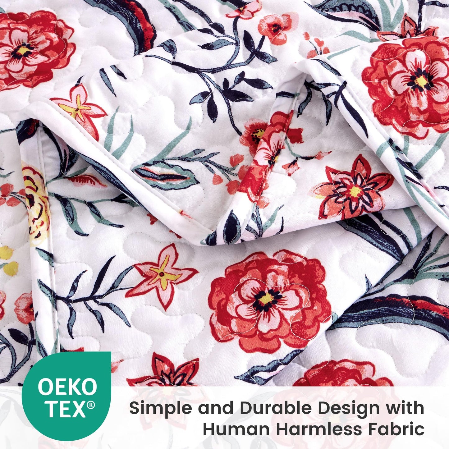 SLEEP ZONE Reversible Quilt Set, Soft Lightweight Coverlet Set for All Season King Bedspread 106x96 inch with 2 Pillow Shams, Evans Pattern
