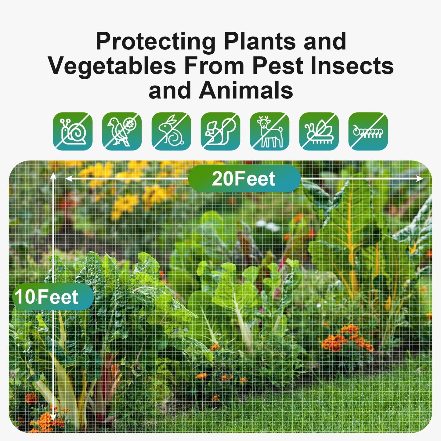 Garden Netting Pest Barrier: 10'x20' Fine Bug Netting for Garden Protection Row Cover Raised Bed Screen Mesh Greenhouse Mosquito Net, Protecting Tree Plants Vegetable Flowers Fruits