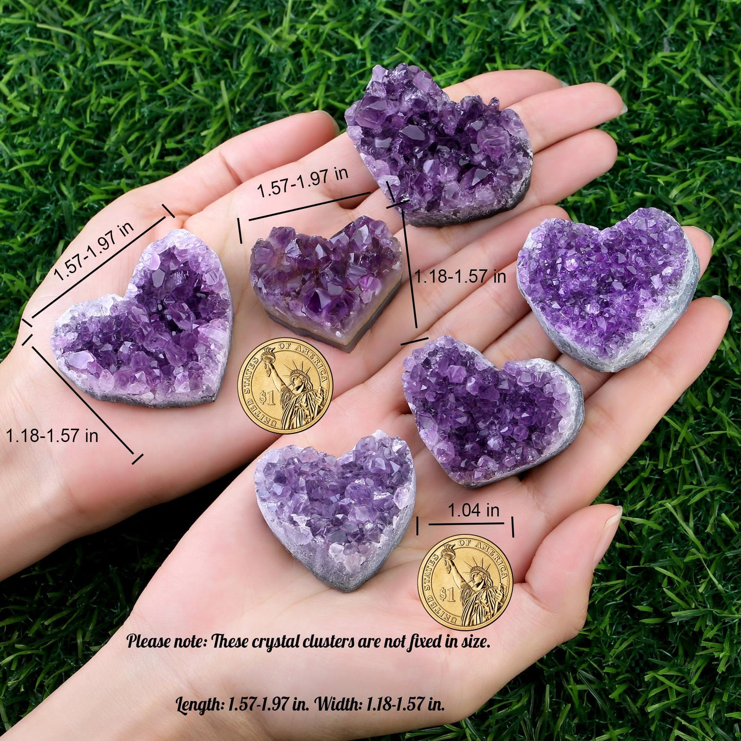 ZHIYUXI Amethyst Crystals and Healing Stones Gems Rocks Purple Room Decor Gemstones Gem Stones Heart Shaped Rocks Crystal Cluster Heart Gifts Amethyst Stones Geodes 1.2-1.6" Purple Gifts for Women