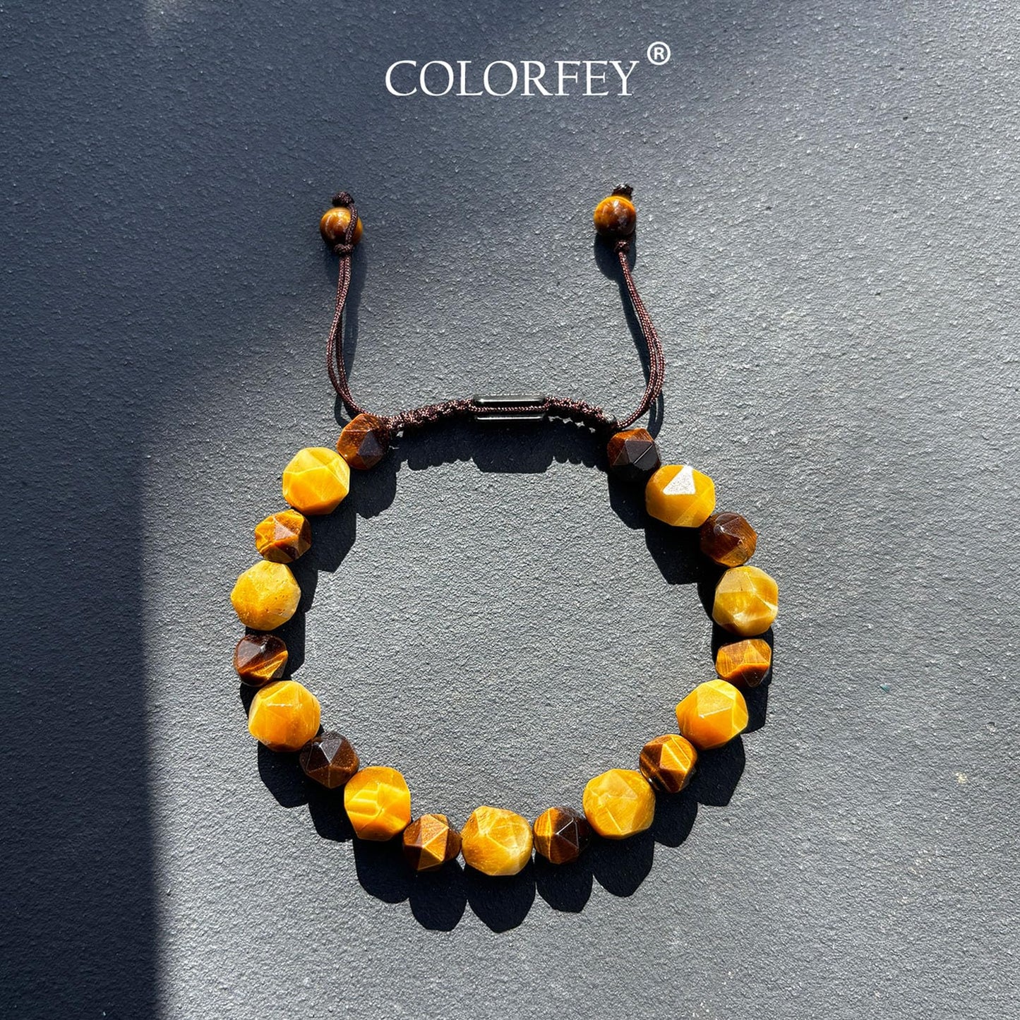 COLORFEY Tiger Eye Crystal Bracelets for Men, Protection Crystals Real Tiger Eye Beads Bracelet Healing Energy Stone Bracelet, Unique Handmade Mens Bracelets Trendy Jewelry for Boosting Courage