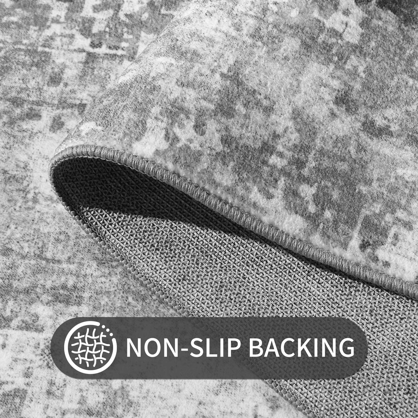 Ompaa 2x6 Rug Runners for Hallways Kitchen Runner Rug Non Slip Washable Grey Long Runner Rugs with Rubber Backing Soft Abstract Carpet Runner for Hallways, Kitchen, Bedroom, Bathroom, Entryway