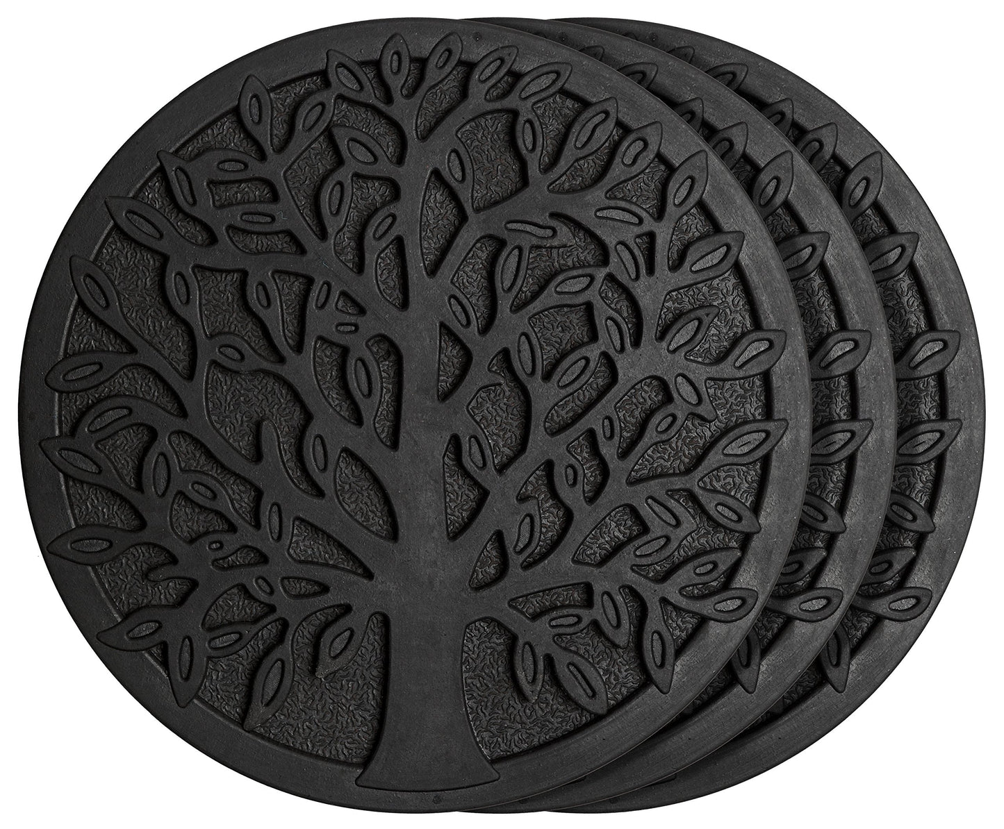 HF by LT Rubber Tree Garden Stepping Stone, 11-3/4 inches, Black, Set of 3
