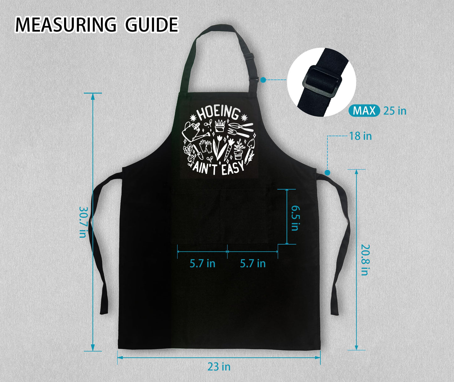 uinwk Hoeing ain't Easy Gardening Apron for Women with Pockets, Garden Apron, Plant Lover Gifts, Gardener Gifts, Plant Lady Mom Gifts, Waterproof Adjustable Bib Apron for Cooking Kitchen