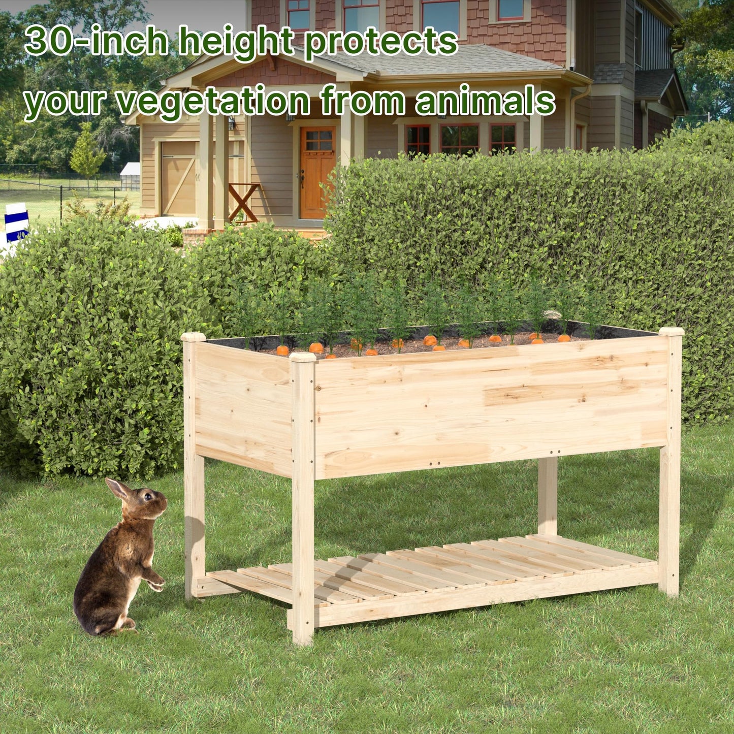 RTDTD Raised Garden Bed with Legs,47.2x23.6x30in Wooden Raised Garden Box with Bed Liners,Storage Shelf for Outdoor Garden, Patio, Elevated Wood Planter for Vegetables, Fruits, Flowers