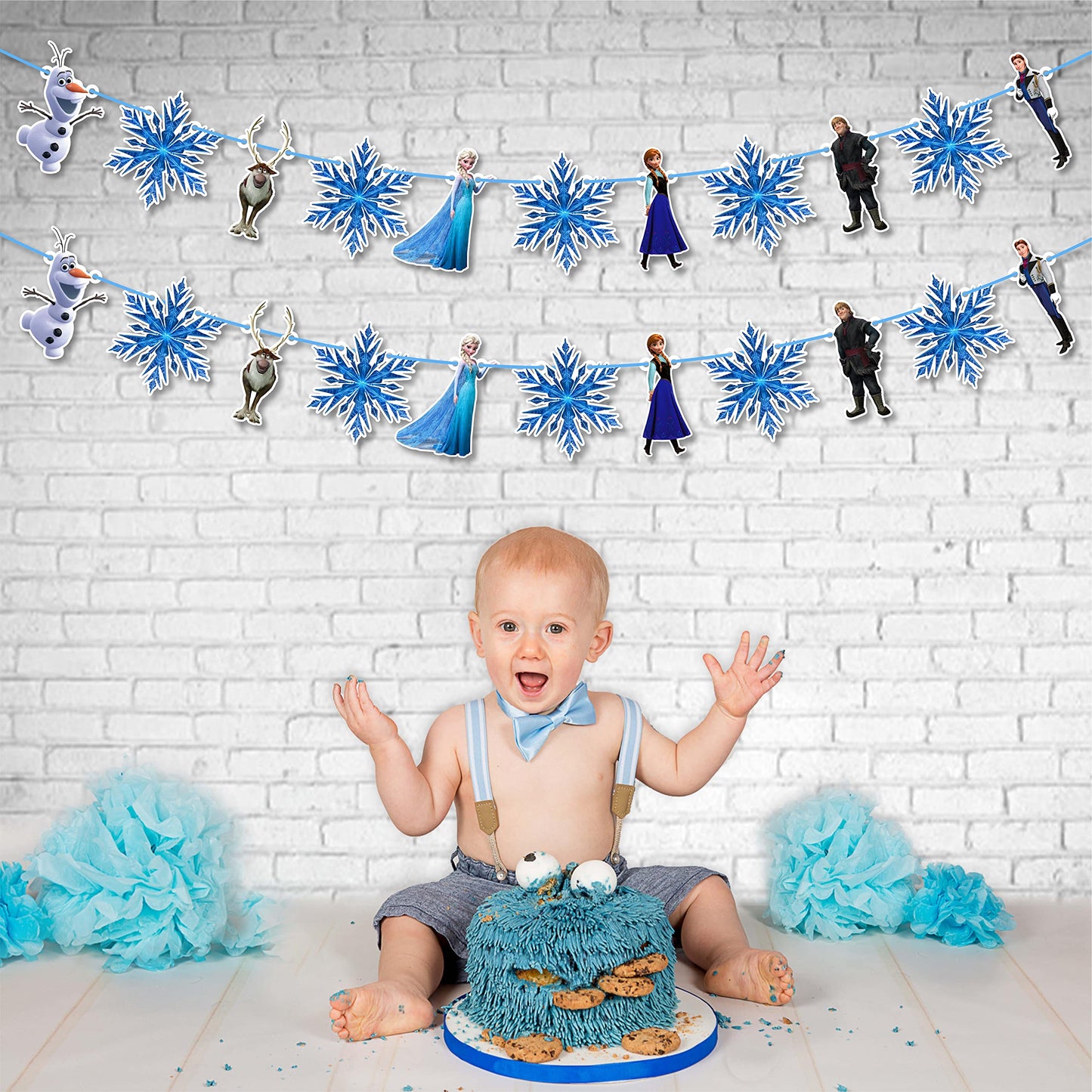 Frozn Garland Decoration – ICY Winter Theme Hanging Garland for Birthday Celebration Setup, Wall and Backdrop Display, Party Room Styling, Photo Area Decoration, and Cool Blue Themed Event Décor