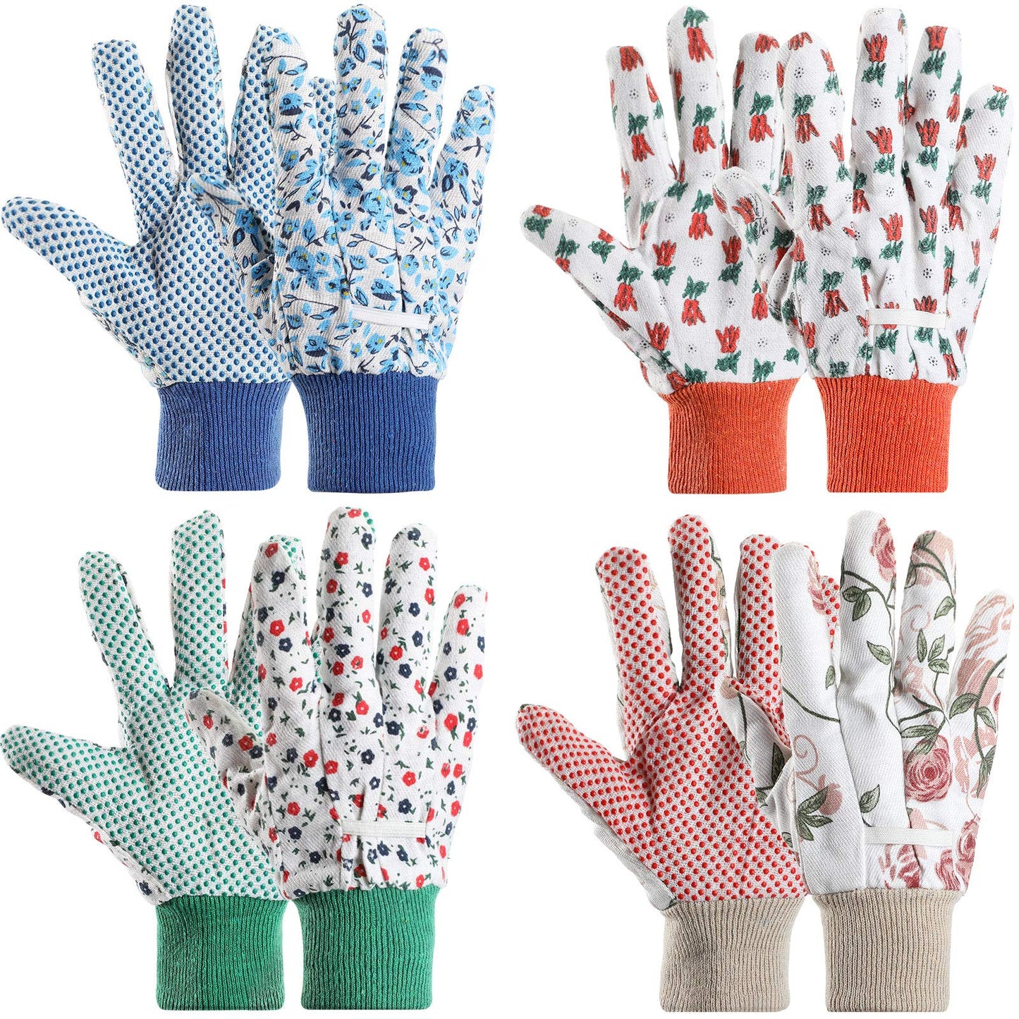 Geiserailie 4 Pairs Garden Gloves for Women Floral Gardening Work Gloves Soft Breathable Yard Cleaning, Fishing, Gardening, Weeding, Planting, Watering