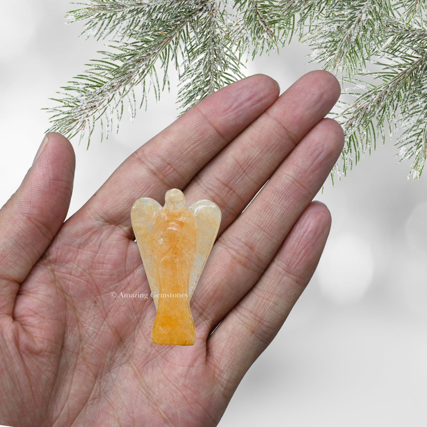 Amazing Gemstone Yellow Aventurine Angel - Yellow Aventurine Crystal Angel and Pocket Guardian Angel Crystal Figurines (2 inches)