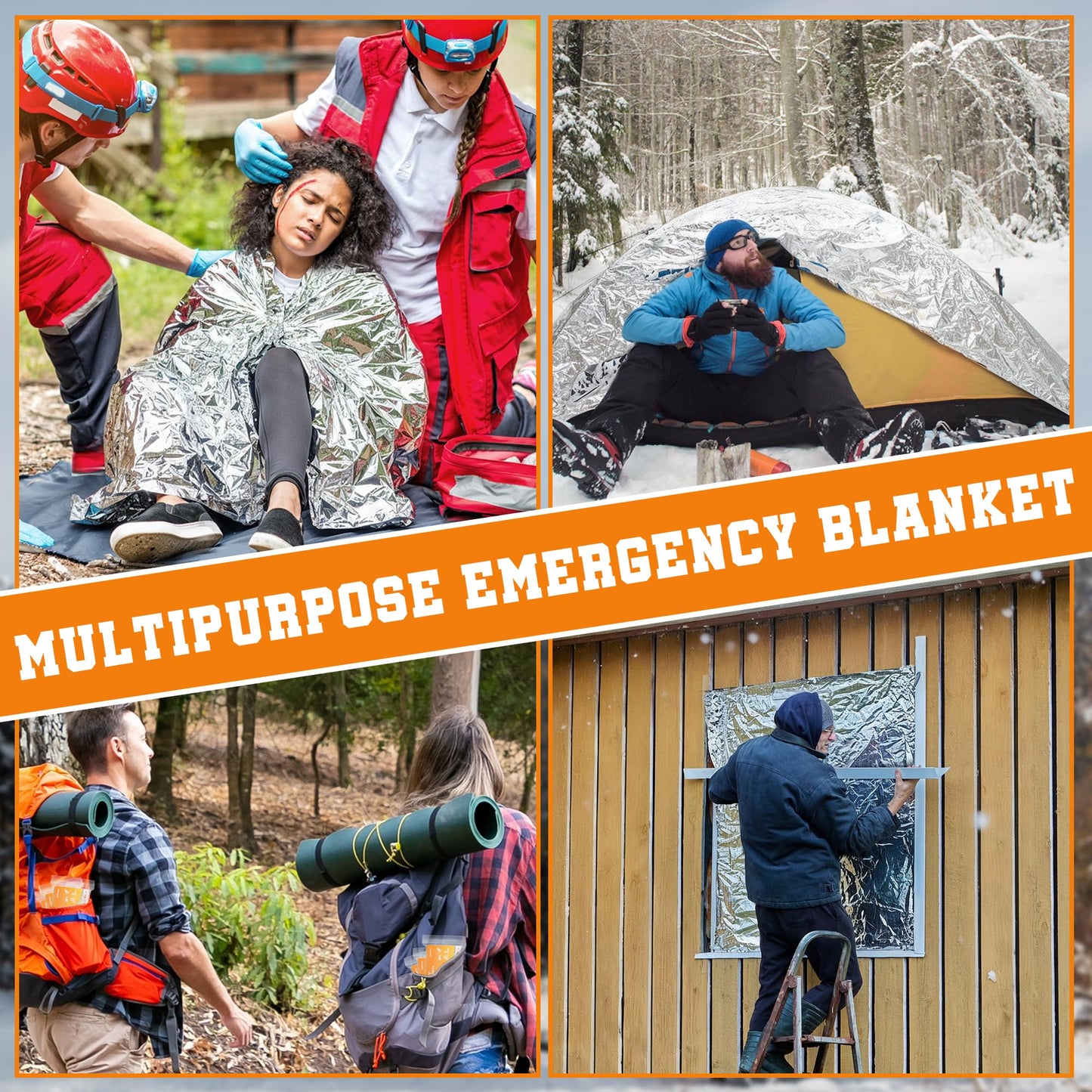 Aidehelp 24 Pack Emergency Blankets - Mylar Thermal Space Blankets for Survival and Protection - Ideal for Camping, Outdoors, Hiking, Rescue, Marathons
