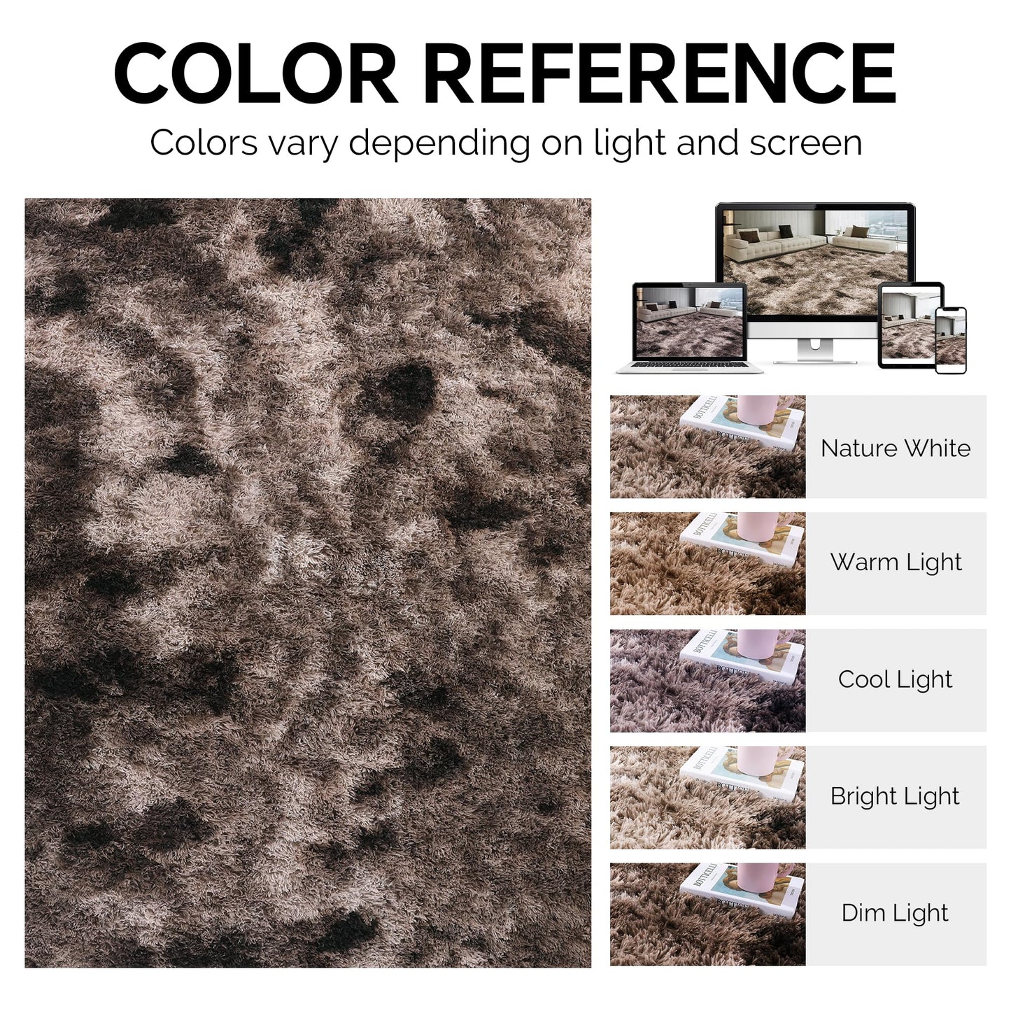 HOMBYS Shaggy Area Rug 10x14 Feet, Ultra Fuzzy Large Plush Faux Fur Carpet for Living Room Bedroom, Non-Skid Fuzzy Rug for Kids Playroom Home Decor,