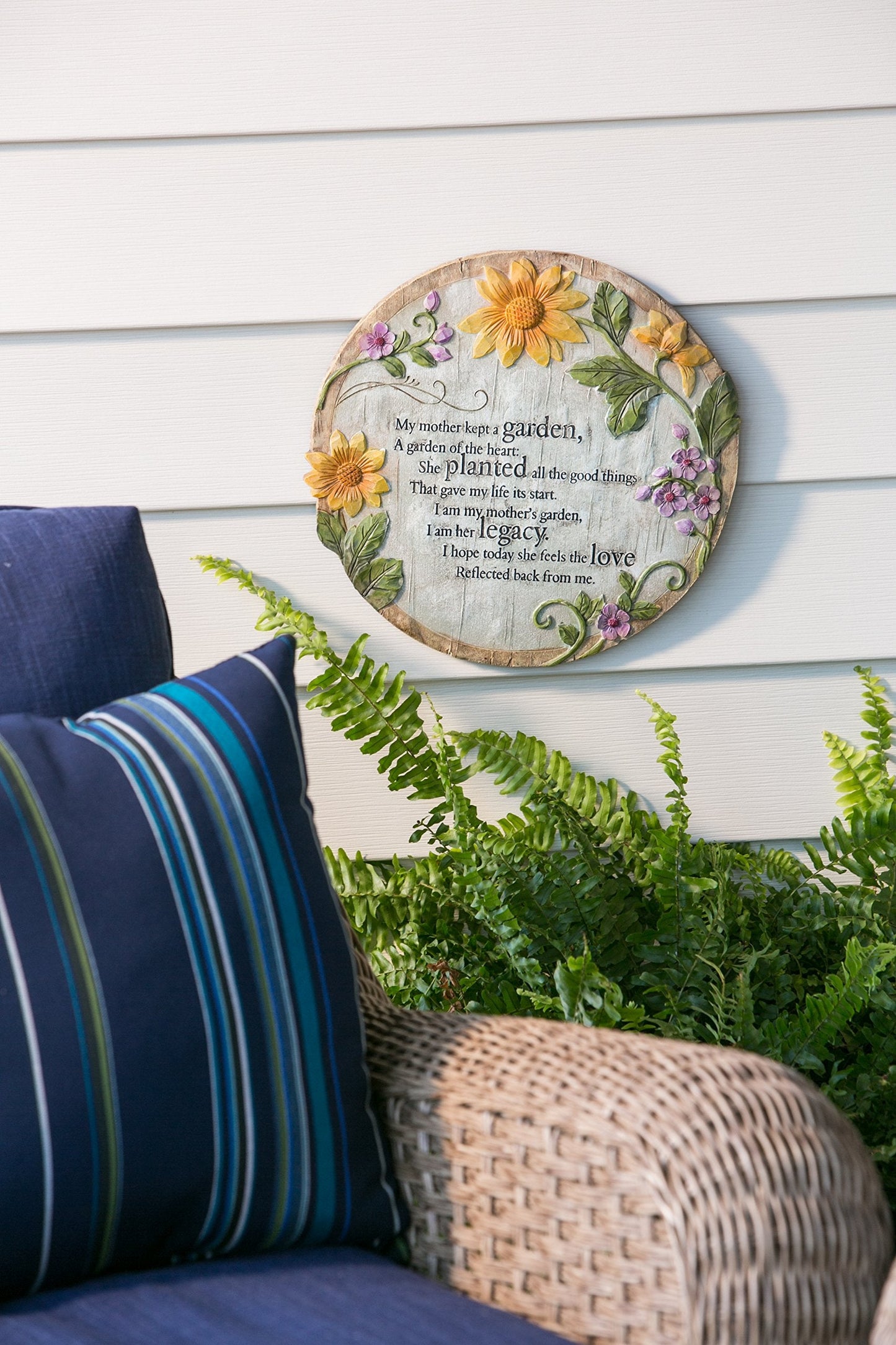 Evergreen Flag Memorial Stones | My Mother Kept a Garden | 12 Inches Wide | Remembrance Decor for Homes, Lawn and Garden | Outdoor or Indoor