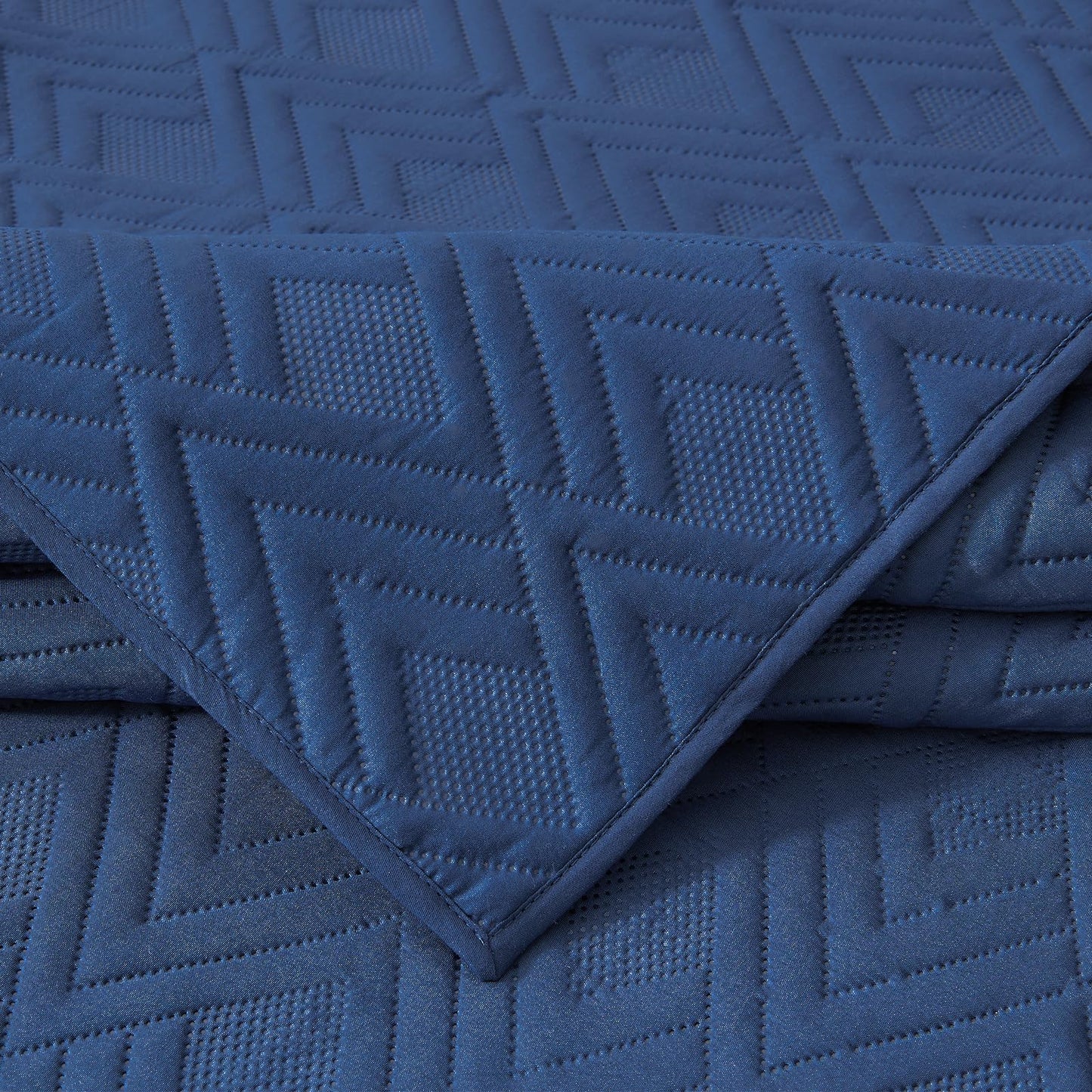 EMME Quilts Queen Size Bedding Sets, Navy Blue Bedspread Soft Lightweight Pre-Washed Quilt, 3 Piece Cozy Reversible Microfiber Ultrasonic Coverlet with Pillow Sham (Diamond Pattern,90"x90")