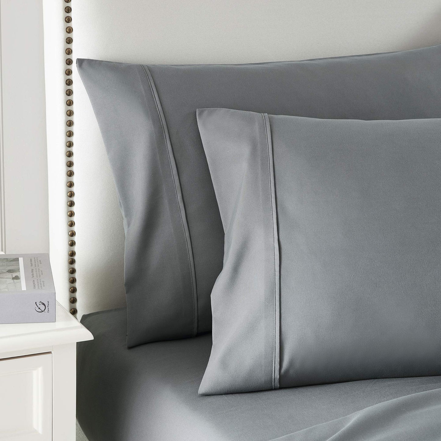 Queen Bed Sheet Set, 6 PC Super Soft Microfiber Bedding Set, Wrinkle & Fade Resistant Sheet Set, Hotel Quality Fits Mattress Up to 14'' Deep Pocket, Grey