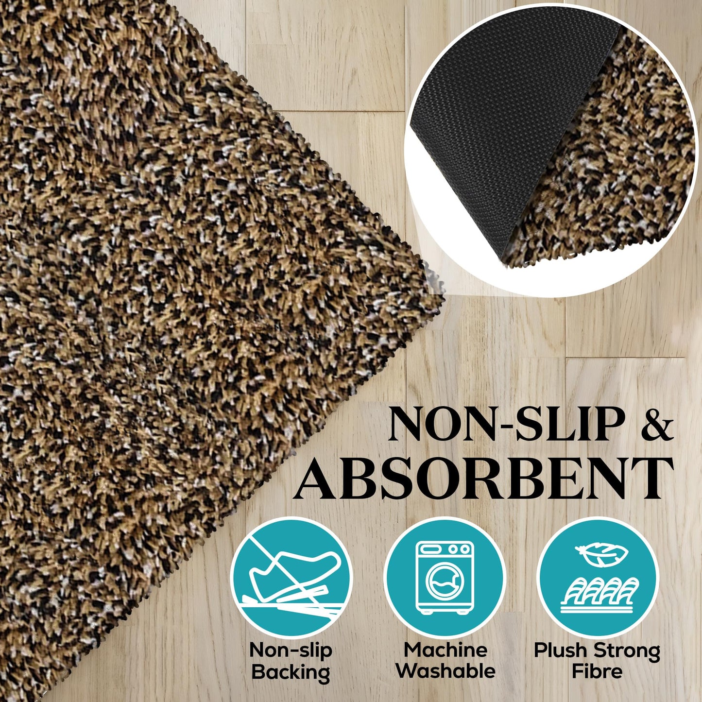RugMast Premium Microfiber Indoor Door Mat – 20"x30" Washable Entry Mat, Non-Slip, Waterproof Backing, Super Absorbent, Low Profile Entryway Doormat for Indoor Entrance
