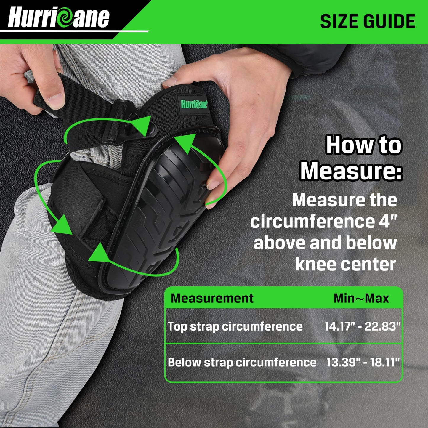 HURRICANE Professional Knee Pads for Men & Women-Heavy Duty Gel & Foam Cushion with Adjustable Straps for Work,Construction, Gardening, Flooring,Welding，Plumbers, Electricians