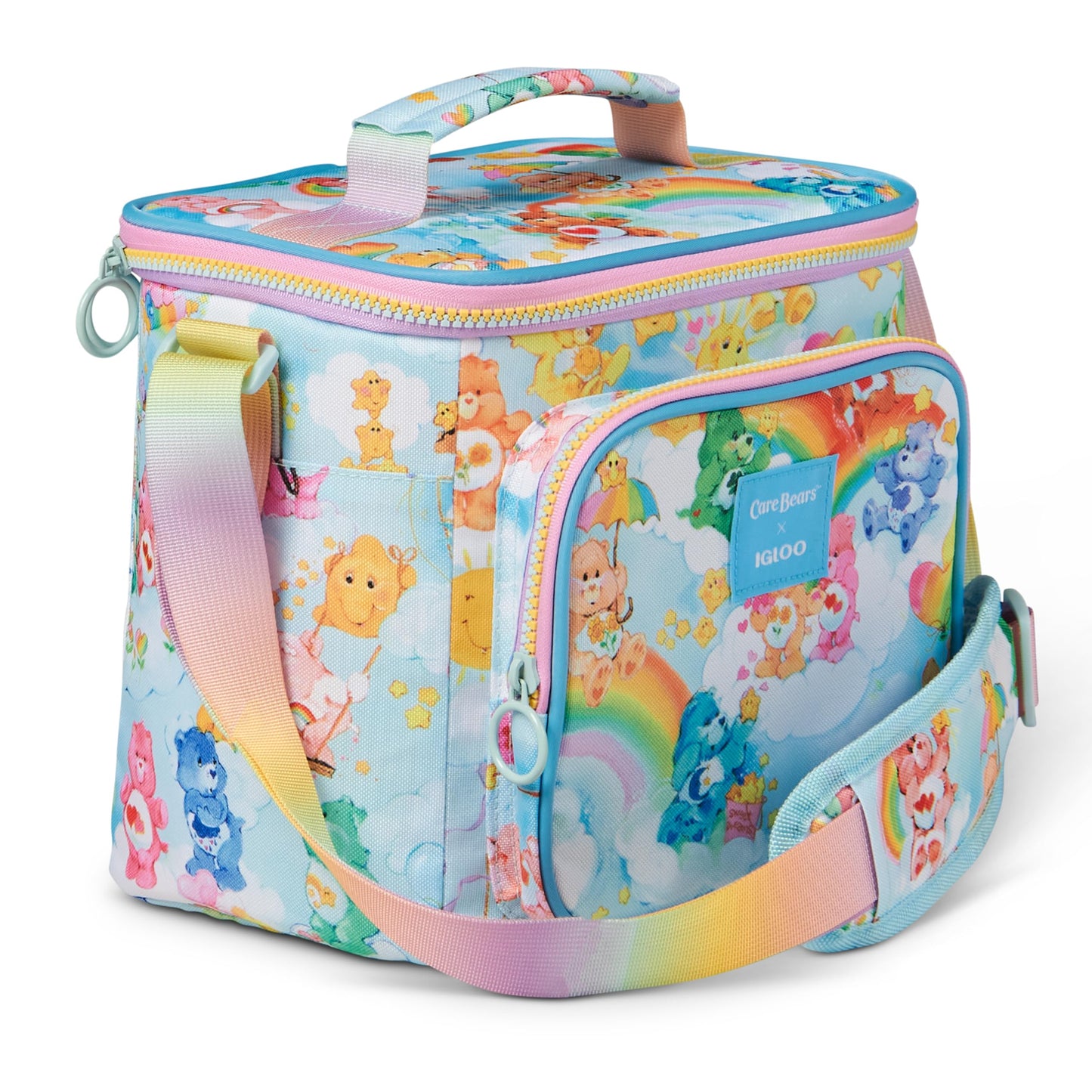 Igloo 90s Retro Collection Square Lunch Box Cooler with Front Pocket and Adjustable Strap,Insulated Leakproof Lunch Cooler Bag, Reusable Lunch Tote