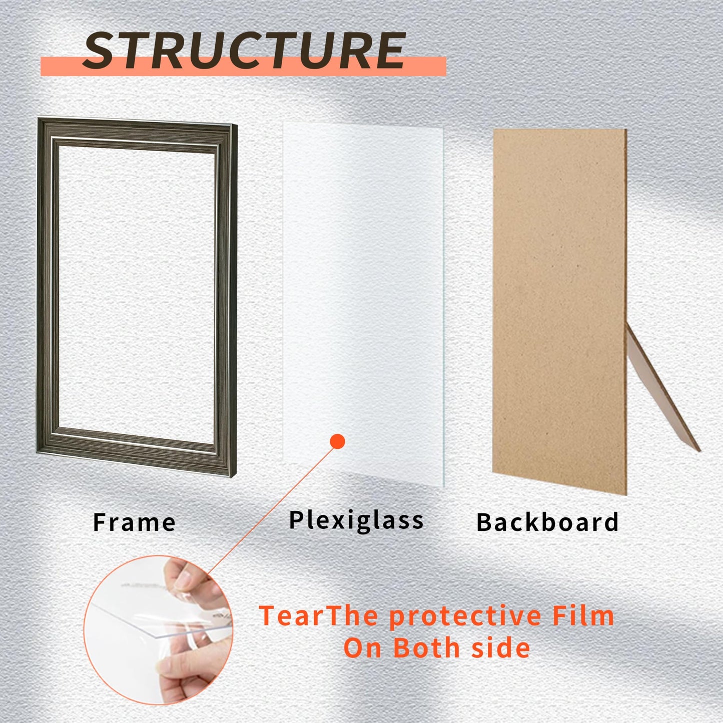 Modern Photo Frame for Wall & Desk, Decorative Picture Frame for Family Photos, Versatile Display Frame for Home and Office Décor(Brown Grain 3.5x5in)