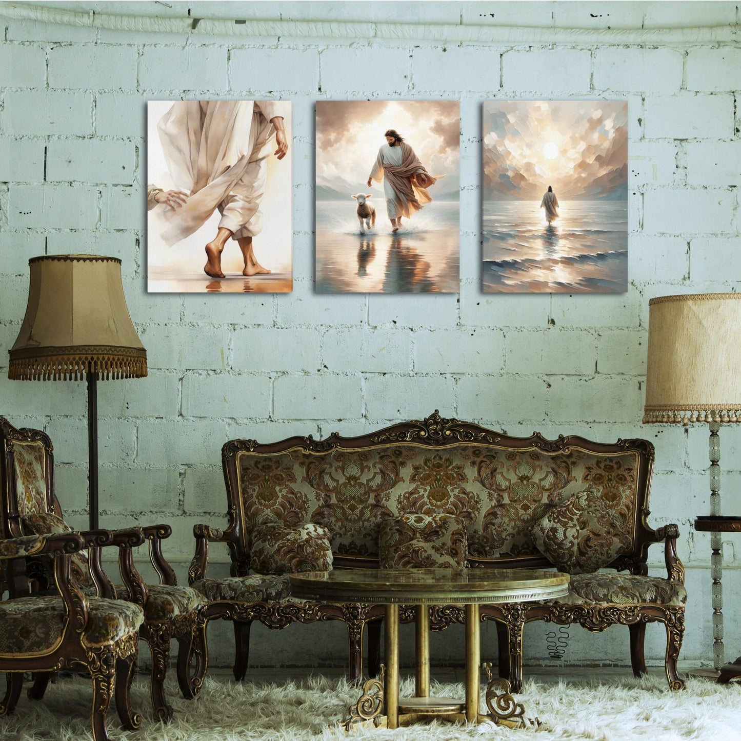 3 Pcs Christian Wall Art Jesus Decor Christ Religion Canvas Wall Decor Jesus Art Pictures Posters Prints Religious Paintings Room Decor for Church Prayer Room Christian Schools Hospitals 12'' x 16''