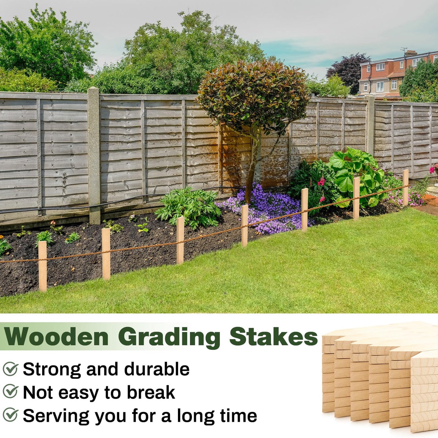 Colingmill 48 Pieces Wooden Garden Stakes 12 Inch Grade and Survey Stakes Wooden Garden and Sign Posts for Plant Support Silt Fence Yard Farm Survey Boundaries Baselines