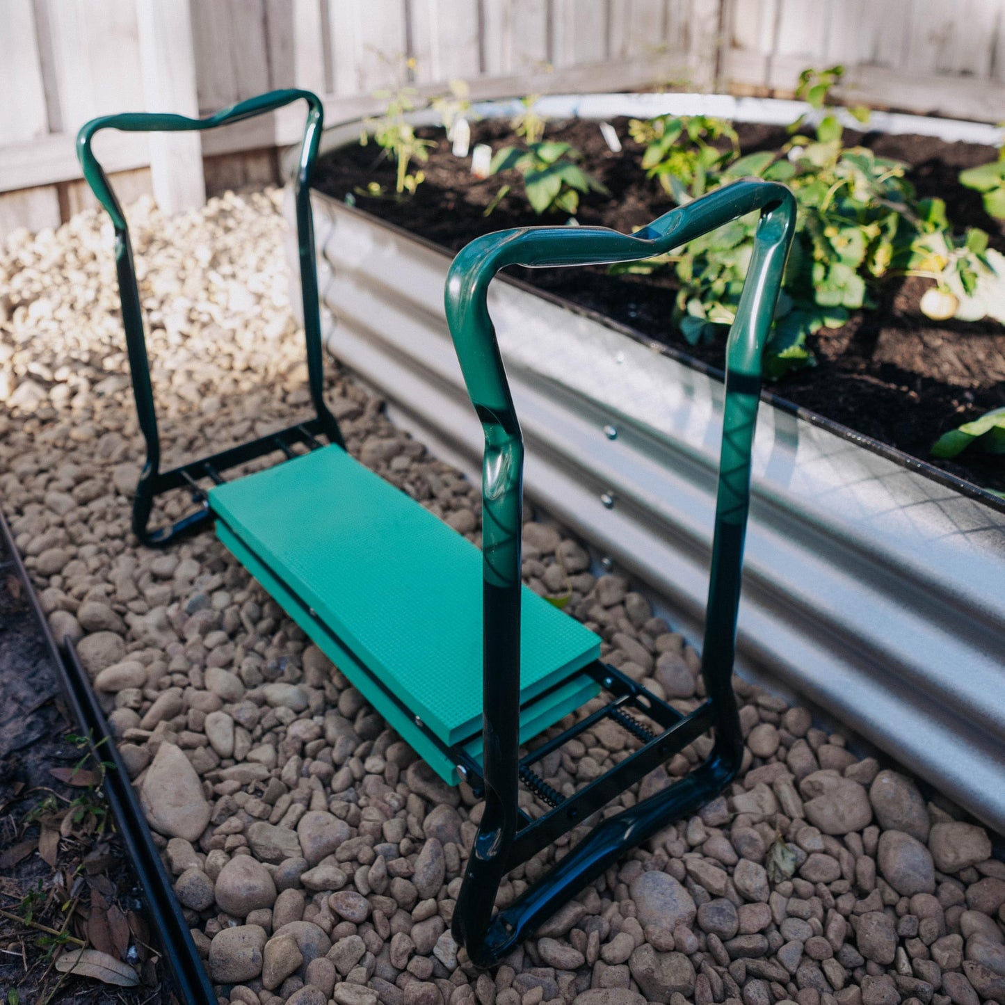 Backyard Expressions Garden Kneeler & Seat – 2-in-1 Garden Stool and Kneeler, Foldable Gardening Bench with Cushioned Pad for Weeding, Planting & Yard Work