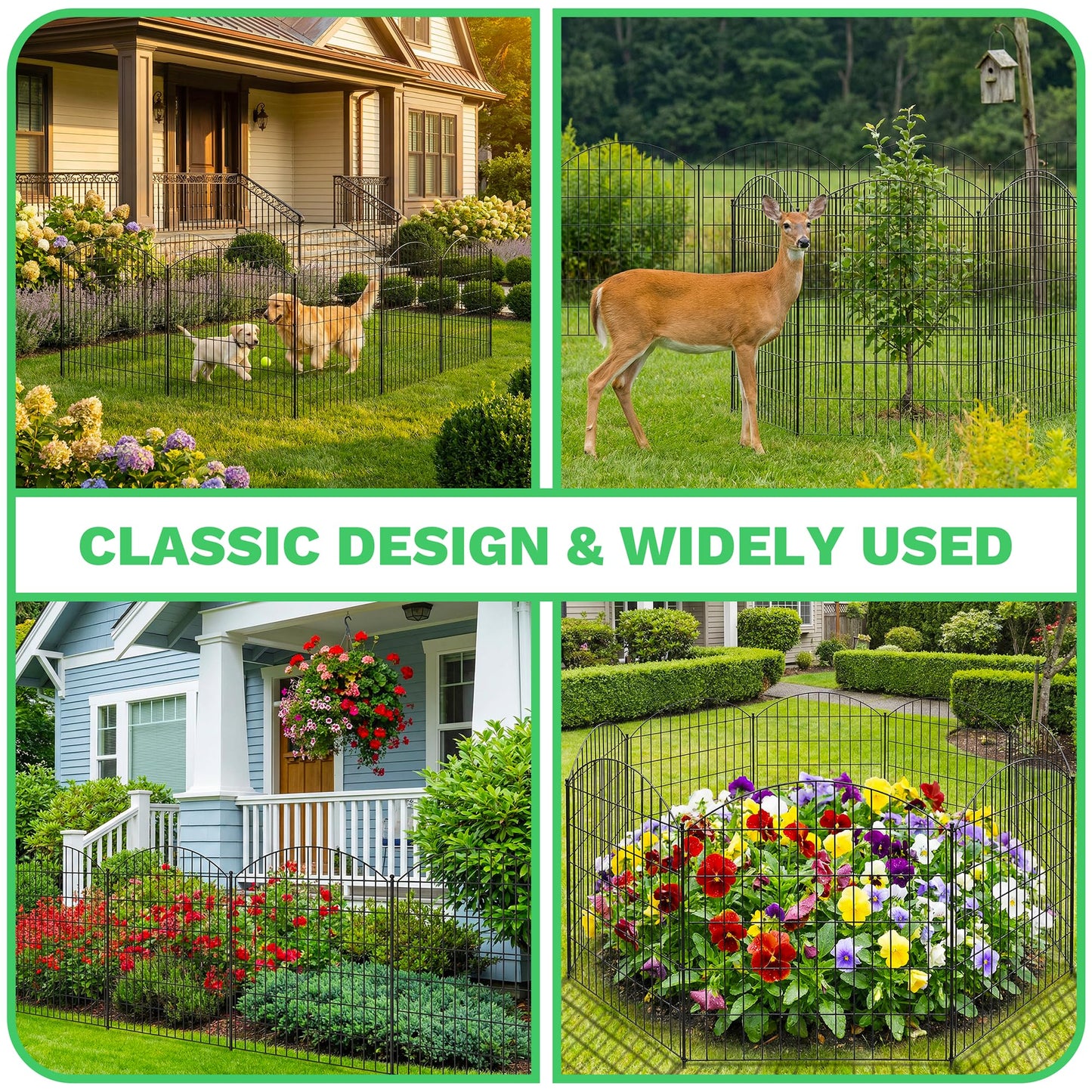Toolterritary 10 Panels Arched No Dig Decorative Garden Fence with Gate, 40in(H) x 25.0ft(L) Dog Fence Outdoor for Yard, Rustproof Metal Garden Fence Animal Barrier for Dogs, Rabbits & Patio
