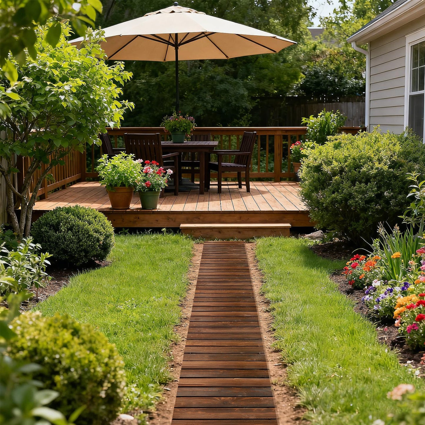 8.2ft Wooden Garden Pathway - Weather Resistant Carbonized Pine Roll Out Decorative Walkway, Boardwalk Pathway Pavers for Outside Stepping Stones Outdoor Flooring Patio Pool Backyard (Brown)