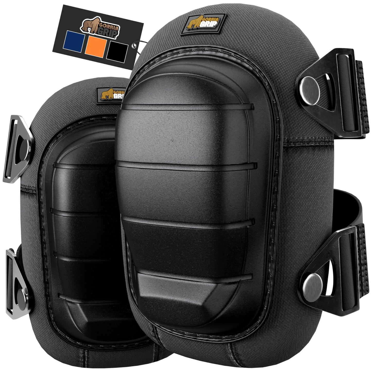 GORILLA GRIP Knee Pads for Work, All Day Comfort Gel Cushion and Soft Foam for Men and Women, Slip Resistant Heavy Duty Hard Cap, Adjustable Straps for Flooring, Construction and Gardening, Black