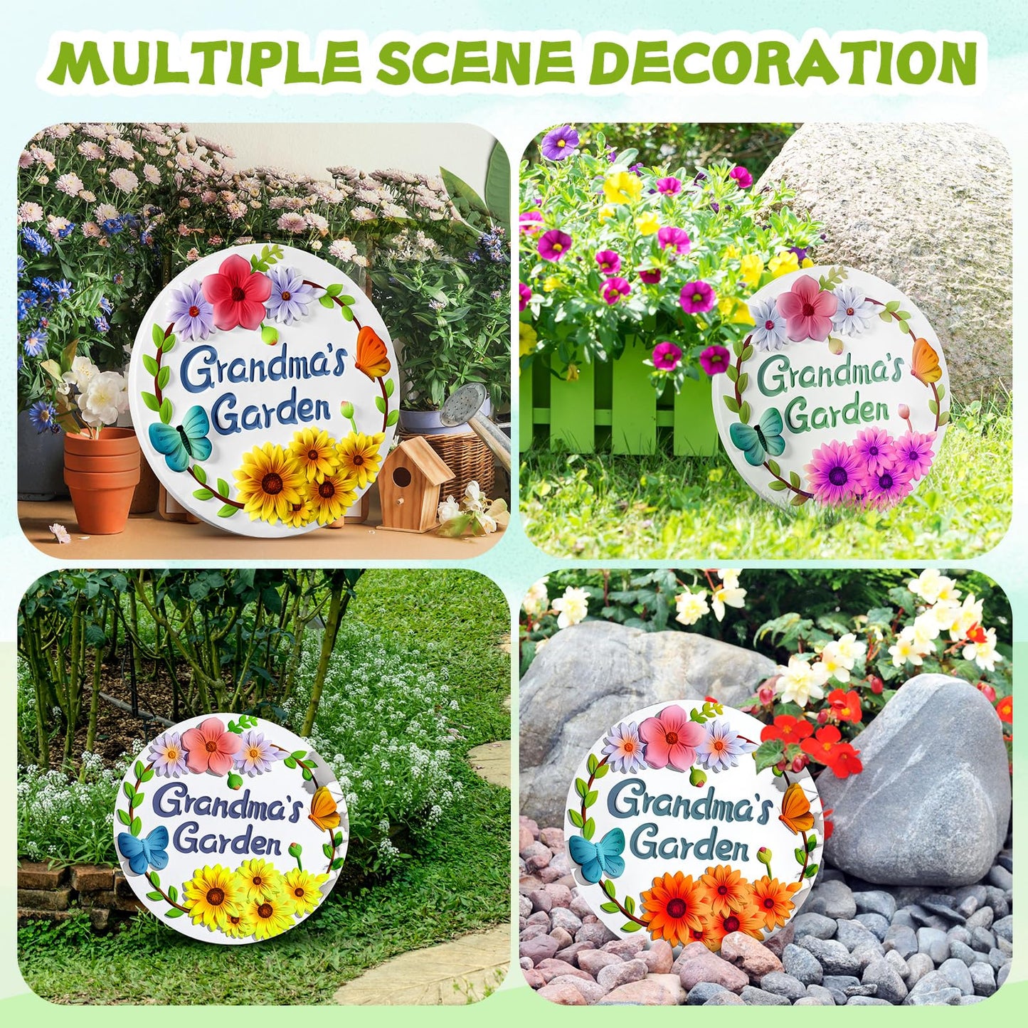 Juexica DIY 9.5 Inch Grandma's Garden Stepping Stone, Woman Gifts for Mom, Paint You Own Garden Stepping Stones, Woman Gifts for Nana,Stepping Stones(Grandma,9.5 Inch)